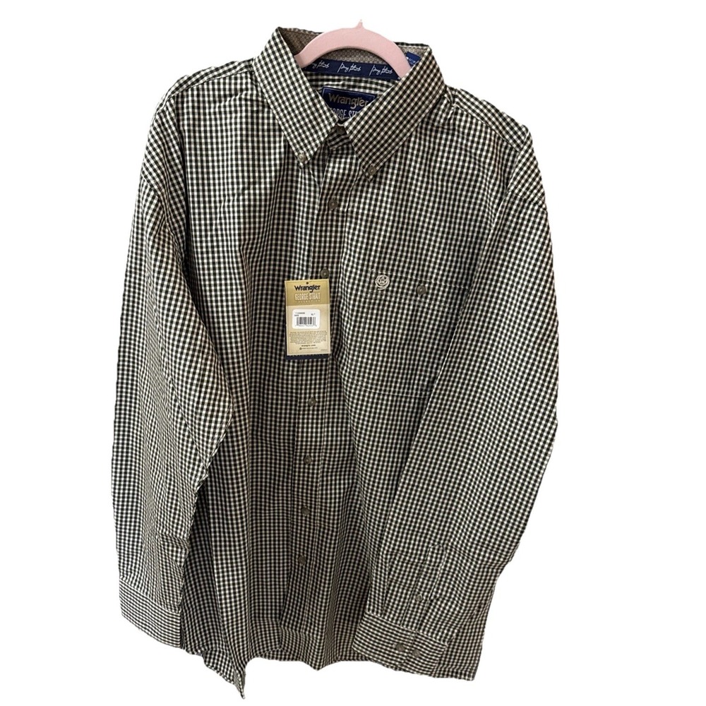 Wrangler Black and White Checkered Casual Button Down Shirt